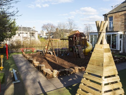 Children's wooden garden wigwam playhouses supplied and installed by JDS Gardening Services in the Edinburgh area.