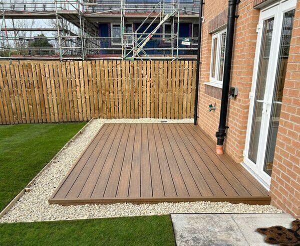 New build composite decking installation in Edinburgh by JDS Gardening Services, click here for a composite decking installation quote