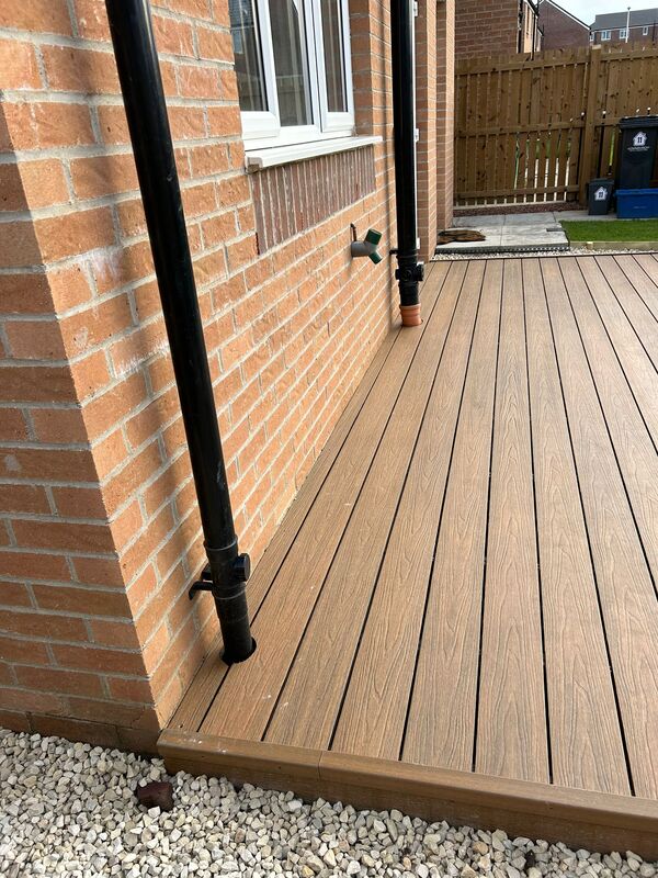 Newly installed composite decking at Raith Gardens, The Wisp in Edinburgh, click here for a composite decking quote in Edinburgh