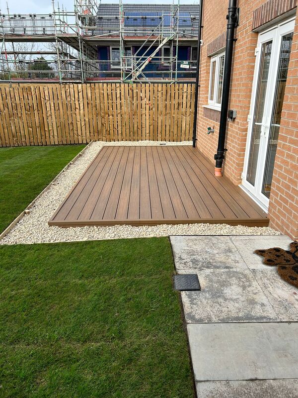 New garden decking design in Edinburgh by JDS Gardening Services, click here for a composite decking design and installation quote in the Edinburgh area