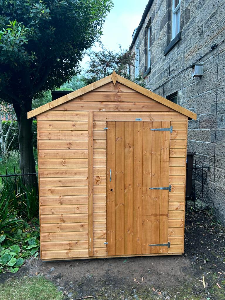 Apex roof garden shed supplier and installer in Edinburgh, contact JDS Gardening services for a free garden shed quote