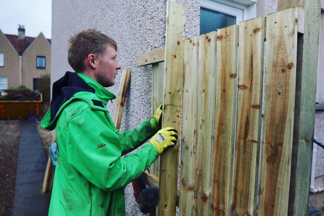 Single or Double sided slatted fencing installation in Edinburgh, click here for a fencing quote